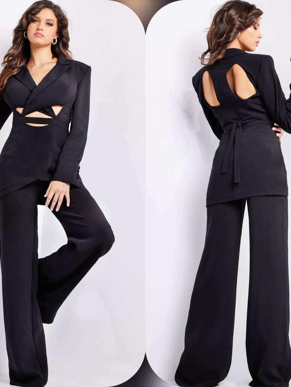 Jovani Black Cutout Wide-Leg Jumpsuit